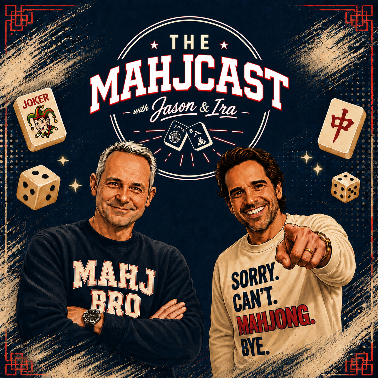 The Mahjcast artwork featuring Jason and Ira